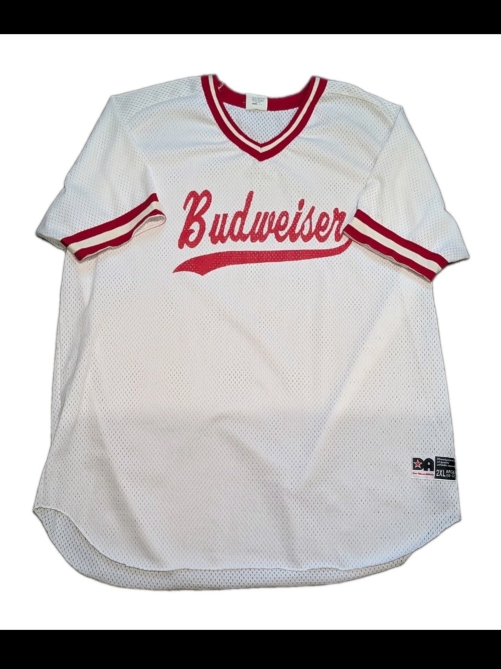 Budweiser White and Red Mesh Sport Jersey